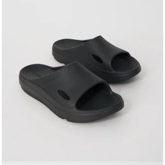 #0987 Sketchers NWT Womens Relaxed Fit Relay RE Bounce Slides Black Size 9 - Picture 2 of 11